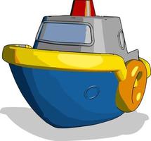 Blue little ship toy, illustration, vector on white background.