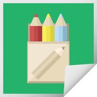 pack of coloring pencils graphic vector illustration square sticker