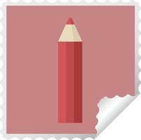 red coloring pencil graphic square sticker stamp vector