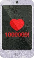 mobile phone showing 1000000 likes graphic vector illustration icon