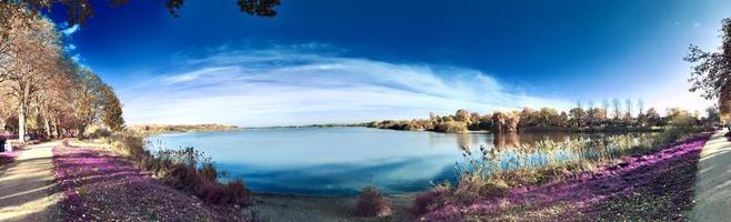 Beautiful and colorful fantasy landscape in an asian purple infrared style photo