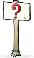 cartoon signpost with question mark vector