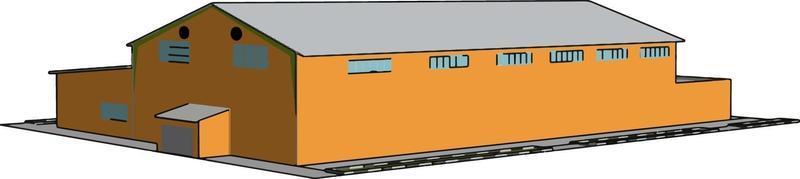 edificio naranja, ilustración, vector sobre fondo blanco.