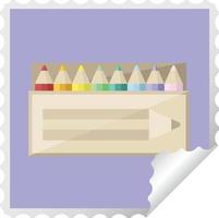 pack of coloring pencils graphic square sticker stamp vector