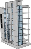 edificio inacabado, ilustración, vector sobre fondo blanco.