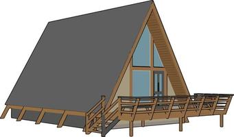 casa de madera, ilustración, vector sobre fondo blanco.