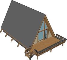 Wooden house, illustration, vector on white background.