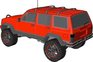 Red off road vehicle, illustration, vector on white background.
