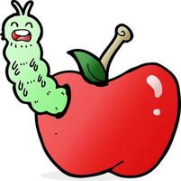 cartoon bug eating apple vector