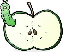 insecto de dibujos animados comiendo manzana vector
