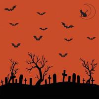 Halloween background made in a red theme with some bats on it and another elements vector