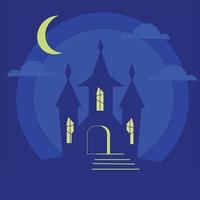 Haunted house design made on a blue background with some specific elements vector