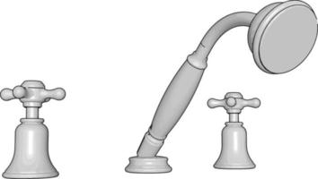 Model of brass water tap, illustration, vector on white background.