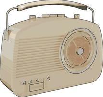 Retro old radio, illustration, vector on white background.