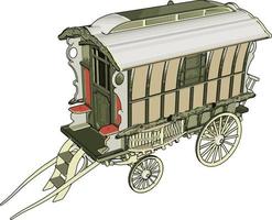 Old carriage, illustration, vector on white background.