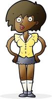 cartoon surprised woman with hands on hips vector