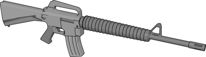 Pistola de fusil militar, ilustración, vector sobre fondo blanco.