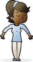 cartoon friendly woman shrugging shoulders vector