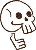 dibujo al carbón de calavera espeluznante vector