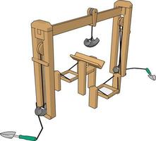 máquina de madera contrachapada, ilustración, vector sobre fondo blanco.