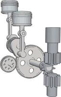 White machine tool, illustration, vector on white background.