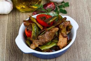 Stir fried pork with vegetables photo