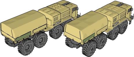 Vehículo militar de arena, ilustración, vector sobre fondo blanco.