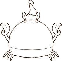 Christmas Crab Charcoal Drawing vector