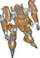 Orange model of robot, illustration, vector on white background.