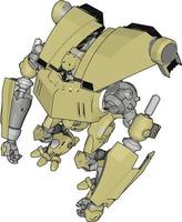 Yellow big robot, illustration, vector on white background.