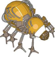 Yellow robot bug, illustration, vector on white background.