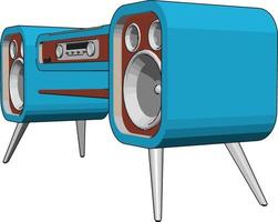 Blue old sound system, illustration, vector on white background.