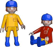 Little people toys, illustration, vector on white background.