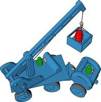 Blue construction vehicles toy, illustration, vector on white background.