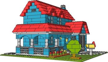 House of multicolor bricks, illustration, vector on white background.