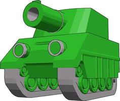 Small green tank, illustration, vector on white background.