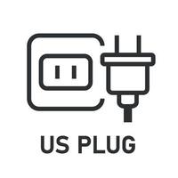 US Plug line icon. Socket power informational sign. Electric plug. Vector illustration