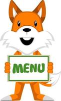 Fox on menu, illustration, vector on white background.