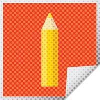 naranja colorante lápiz gráfico vector ilustración pegatina cuadrada