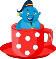 Genie in cup, illustration, vector on white background.