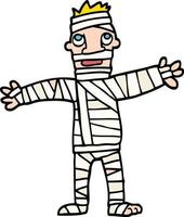 hand drawn doodle style cartoon man in bandages vector