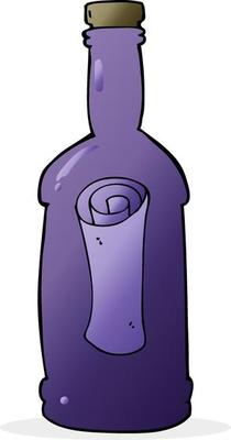 cartoon letter in a bottle