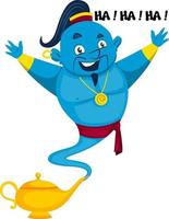 Genie smiling, illustration, vector on white background.