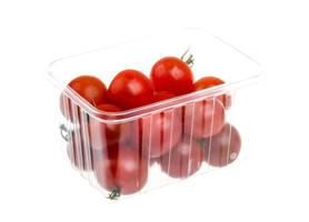 Small cherry tomato on white background close up photo