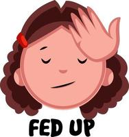 Fed up girl, illustration, vector on white background.