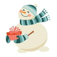 lindo muñeco de nieve de navidad. ilustración aislada. diseño de elementos vector