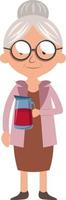 Granny with juice, illustration, vector on white background.