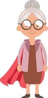 Granny with red cape, illustration, vector on white background.