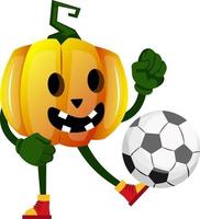 Pumpkin with football, illustration, vector on white background.