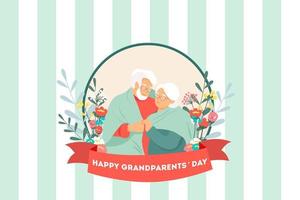 Celebration of grandparents day. Congratulation postcard design. Happy mature couple loving concept. Vector ilustration